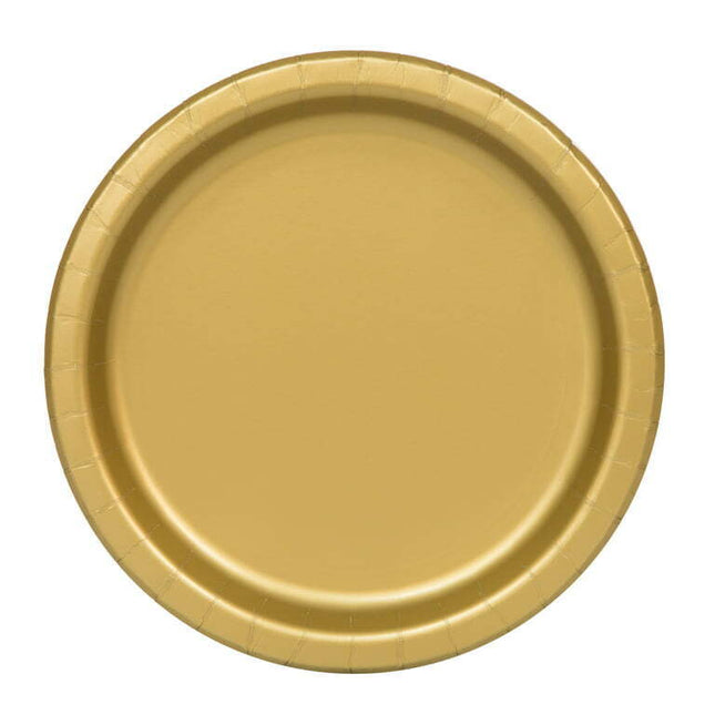 Way to Celebrate! Gold Paper Dinner Plates, 9in, 20ct