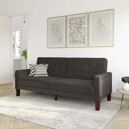 Better Homes & Gardens Porter Fabric Tufted Futon, Gray Linen