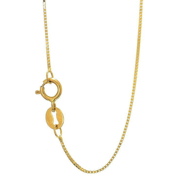 10K 20" Yellow Gold 0.6mm Shiny Box Chain with Spring Ring Clasp