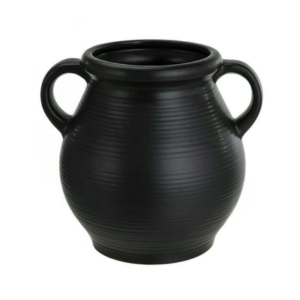 Mainstays Classic Black Ceramic Tabletop Vase with Ribbed Finish