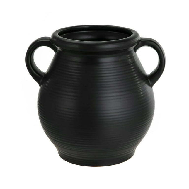 Mainstays Classic Black Ceramic Tabletop Vase with Ribbed Finish