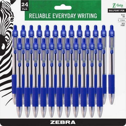 Zebra Z-Grip Retractable Ballpoint Pen Blue Ink Medium 24/Pack 12225