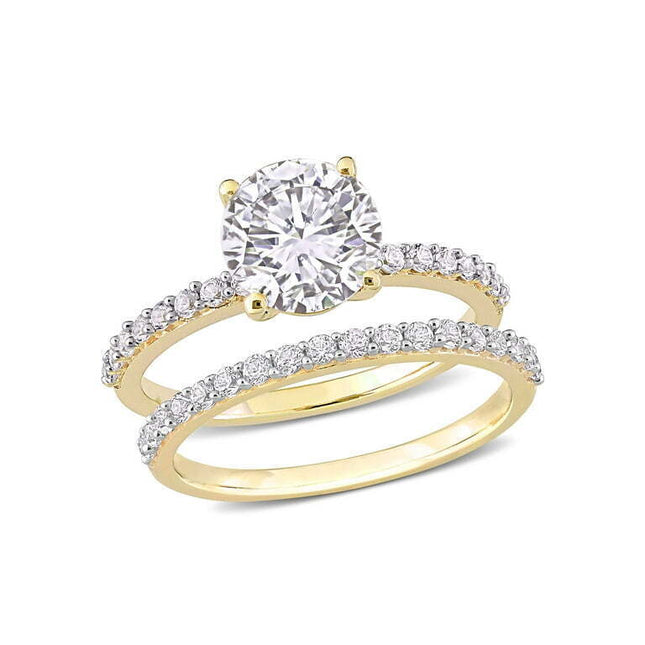 3-1/10 Carat T.G.W. Created White Sapphire 10kt Yellow Gold Engagement Ring