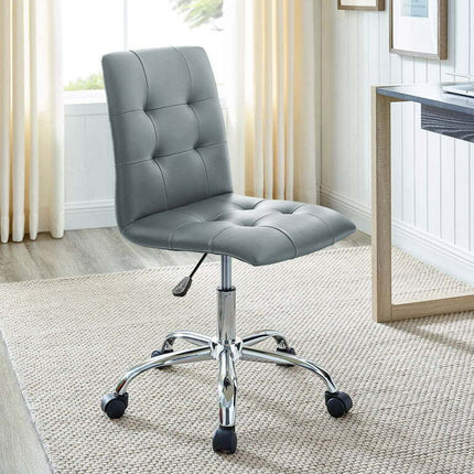Modway Prim Armless Mid Back Office Chair in Gray