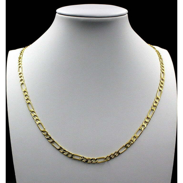 Real 10K Yellow Gold 2mm - 6mm Figaro Link Chain Pendant Necklace 14" - 30"