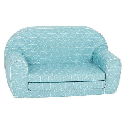 Delsit Toddler Couch and Kids Flip Open Foam Double Sofa, Mint Cubes