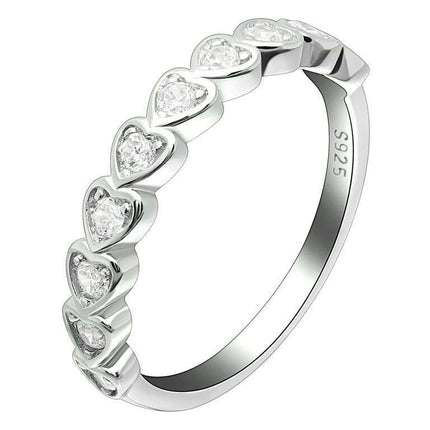 Julie Hearts Sterling Silver CZ Anniversary Wedding Bridal Band Ring