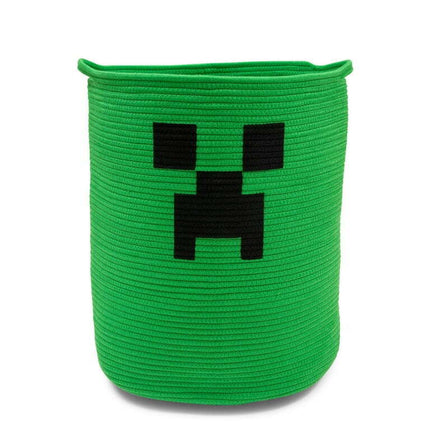 Minecraft Green Creeper Woven Cotton Rope Hamper Storage Basket