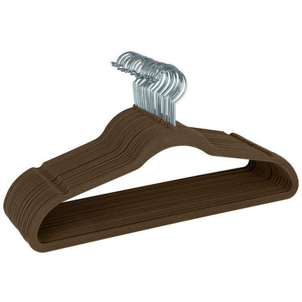 Simplify 25 Pack Slim Velvet Suit Hangers in Chocolate Brown