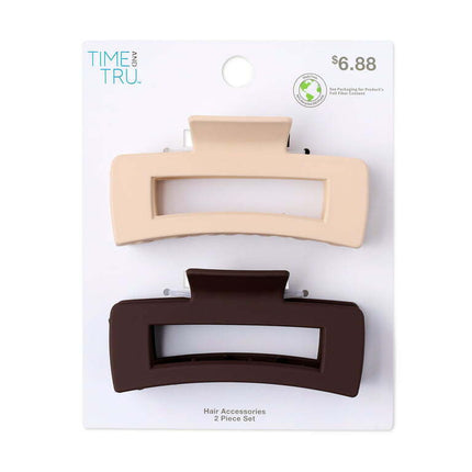 Time And Tru Women's Claw Clips, 2-Pack