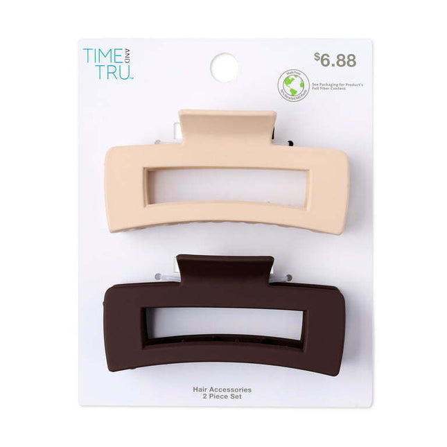 Time And Tru Women's Claw Clips, 2-Pack