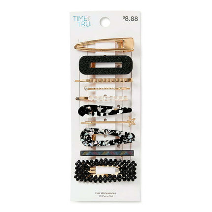 Time And Tru Women's Multi Hair Clips, 10-Pack