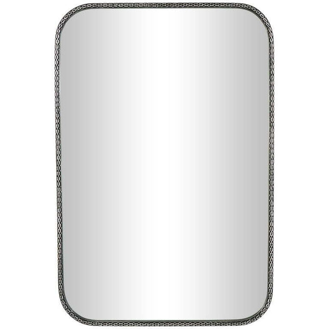 DecMode 24" x 36" Silver Wall Mirror with Double Layered Linked Chain Frame