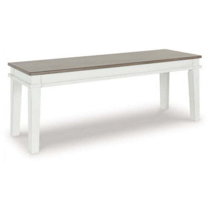 Benchcraft Casual Nollicott 50" Dining Bench  Whitewash/Light Gray