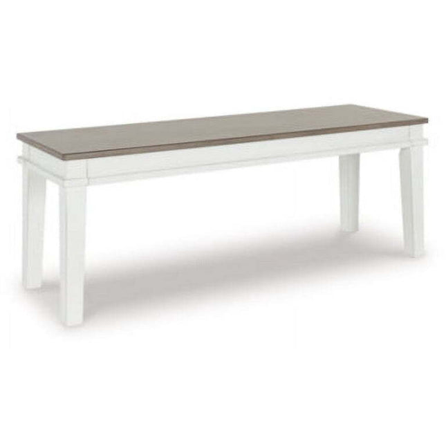 Benchcraft Casual Nollicott 50" Dining Bench  Whitewash/Light Gray