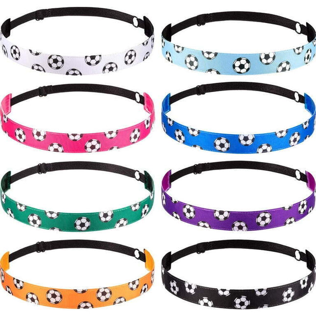 8 Pack Soccer Hair Accessories Football Hairband Sport Elastic Headband for Girl