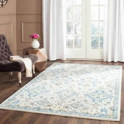 SAFAVIEH Evoke Stamen Traditional Bordered Area Rug, Ivory/Light Blue, 4' x 6'
