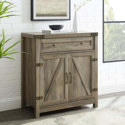 Woven Paths Sliding Barn Door Accent Cabinet, Grey Wash