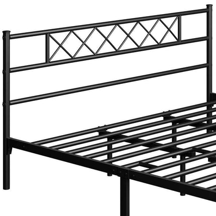 Topeakmart Twin Metal Bed Frame with Crisscross Headboard & Footboard, Pink