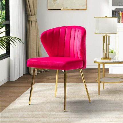14 Karat Home Luna Mid-Century Velvet Upholstered Dining Chairs in Fuchia