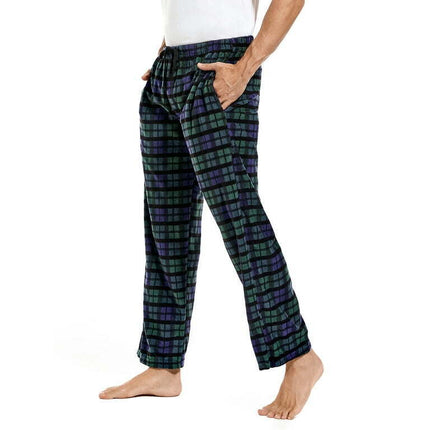 DG Hill Mens Sleep Pants, Fleece Pajama Bottoms with Pockets, Plaid or Camo