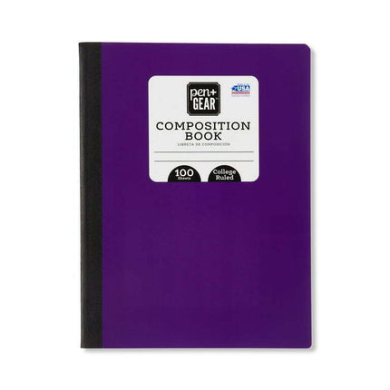 Pen+Gear College Ruled Composition Book, 7.5" x 9.75"x0.25", Purple, 100 Sheets