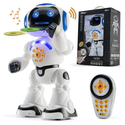 Top Race 12" Tall Interactive Programmable RC Robot with LED Lights