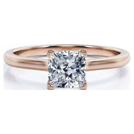 1 Carat Cushion cut Moissanite Solitaire Engagement Ring in 10k Rose Gold