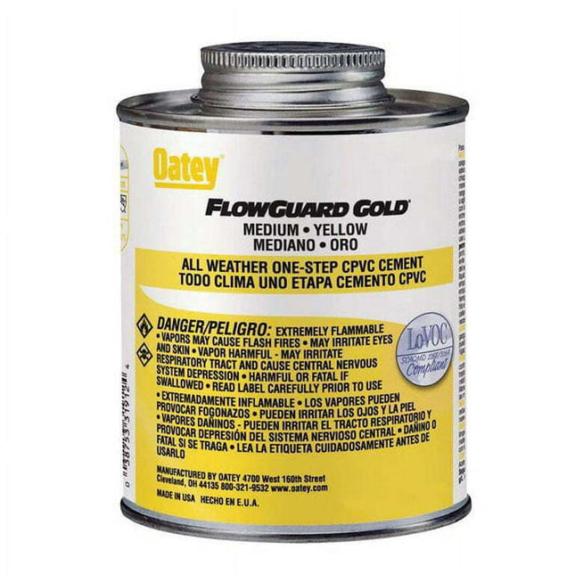 Oatey 31910 FlowGuard Gold All-Weather CPVC 1-Step Cement, 4 Oz, Yellow