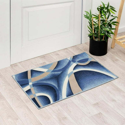 Luxe Weavers Blue Modern Abstract Area Rug 2x3 Geometric Living Room Carpet