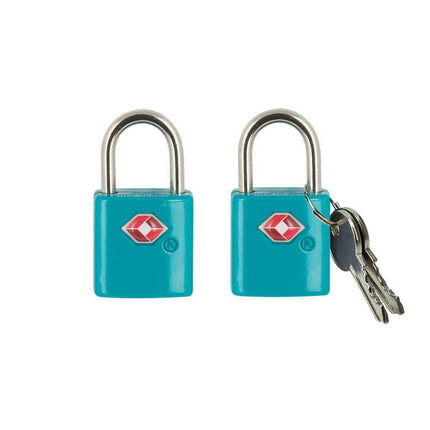Protege 2 Pack Travel Suitcase Zinc Alloy Luggage Locks with Keys, Blue Atoll