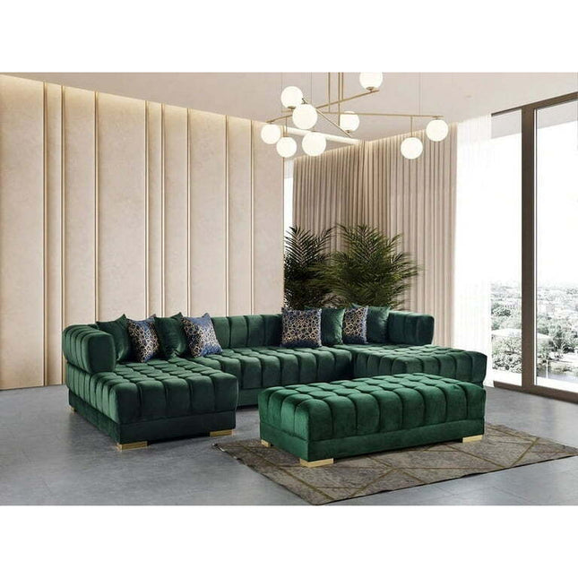 Ariana Green Velvet Double Chaise Sectional