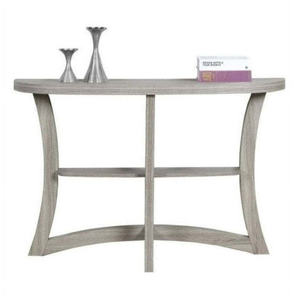 Pemberly Row 47" Half Moon Hall Wooden Console Accent Table in Cappuccino Brown