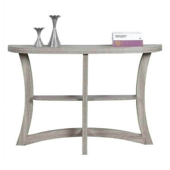 Pemberly Row 47" Half Moon Hall Wooden Console Accent Table in Cappuccino Brown