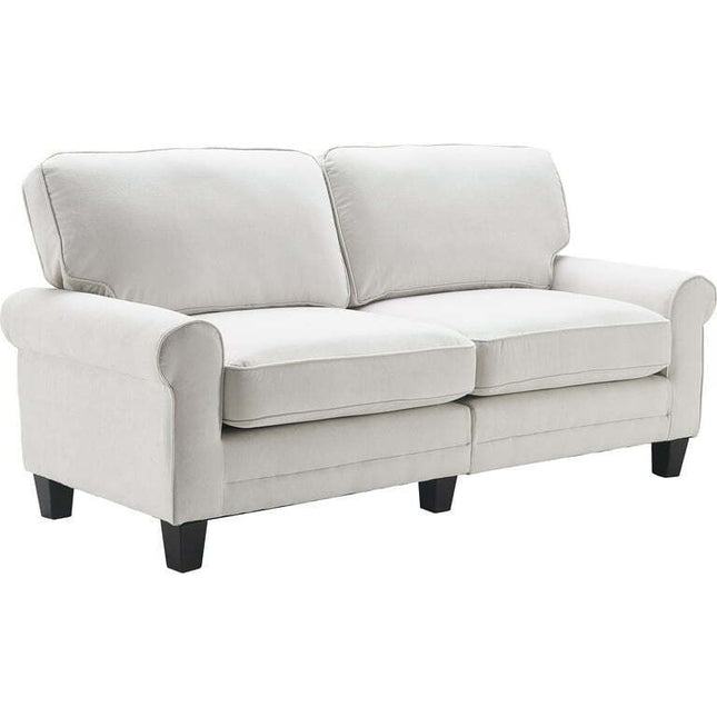 Serta Copenhagen Traditional Rolled Arm 73-inch Sofa, Cream White Fabric