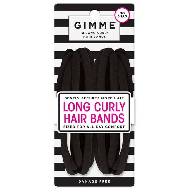 Gimme Long Curly Hair Bands, Black, 10 Ct