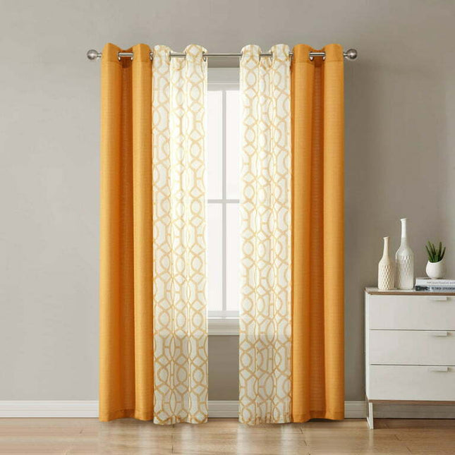 Mainstays Kingswood 4 Piece Window Curtain Panel Set, Brown Butter, 27.5x84