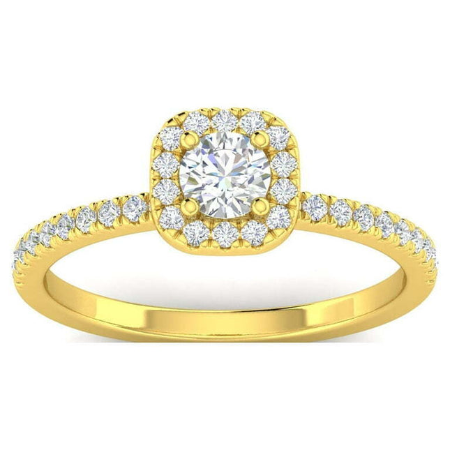 1/2ctw Diamond Halo Engagement Ring in 10k Yellow Gold