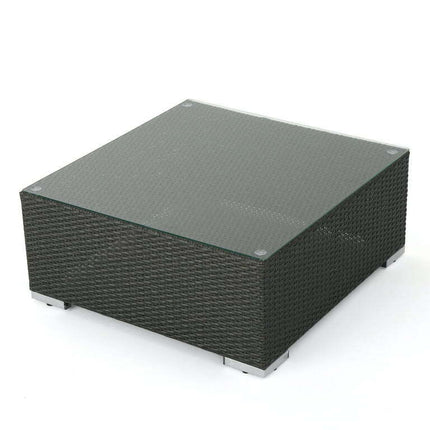 GDF Studio Avianna Outdoor Wicker Coffee Table, Gray