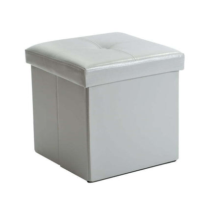 Simplify Faux Leather Folding Storage Ottoman Cube in Gray