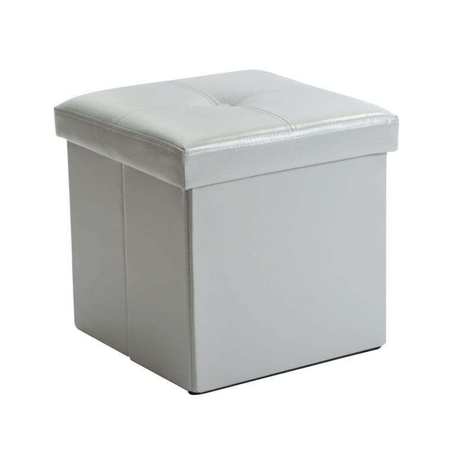 Simplify Faux Leather Folding Storage Ottoman Cube in Gray
