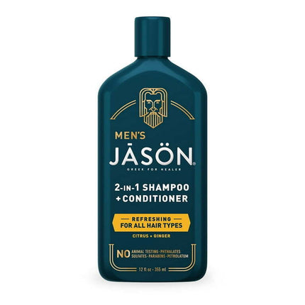 Jason Men's 2-in-1 Refreshing Citrus & Ginger Shampoo & Conditioner, 12 fl oz