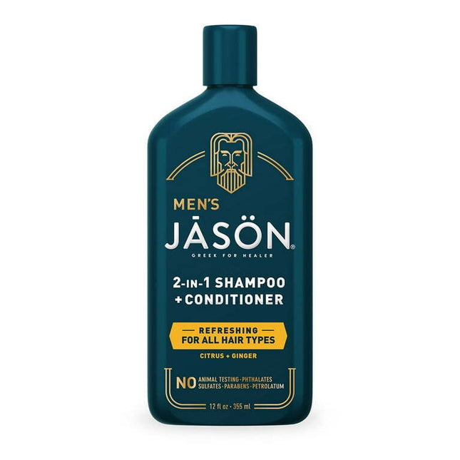 Jason Men's 2-in-1 Refreshing Citrus & Ginger Shampoo & Conditioner, 12 fl oz
