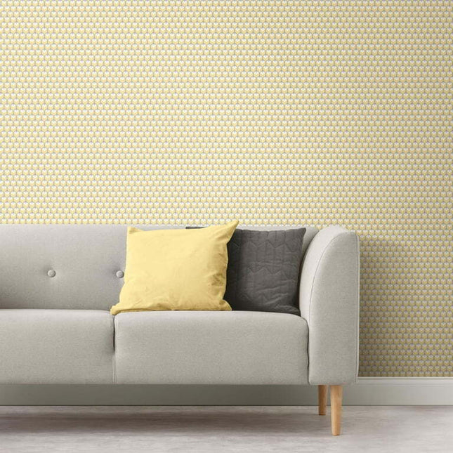 RoomMates 3D Petite Yellow Hexagons Peel and Stick Wallpaper