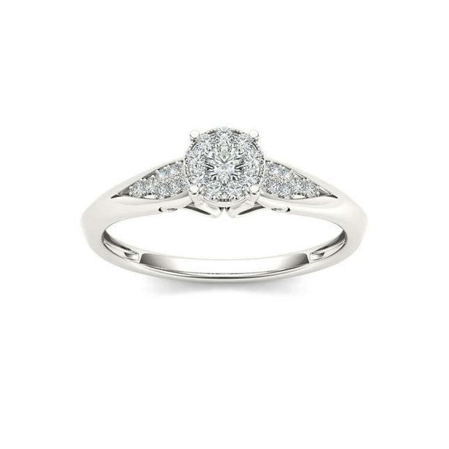 Imperial 1/6Ct TDW Diamond 10K White Gold Cluster Ring Engagement Ring