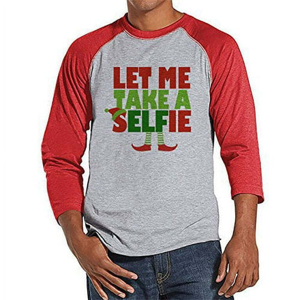 Custom Party Shop Mens Selfie Christmas Raglan Red