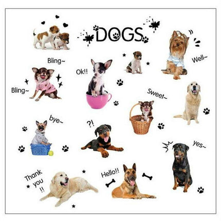 Animals Room Sticker PUPPIES Shop Art Dog For Kids Cute Wall Home Decor