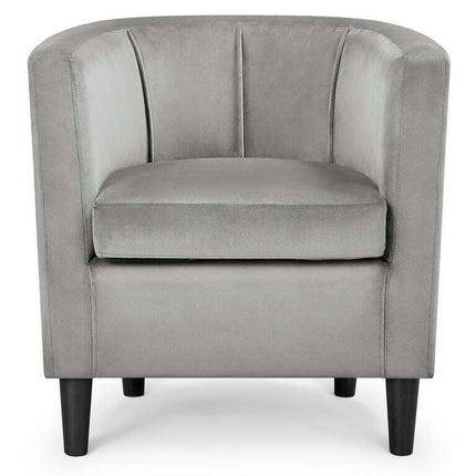 Alden Design Contemporary Barrel Accent Arm Chair, Gray Velvet
