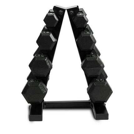 Cap Barbell 100 lb Cast Iron Hex Dumbbell Weight Set with Rack, Black