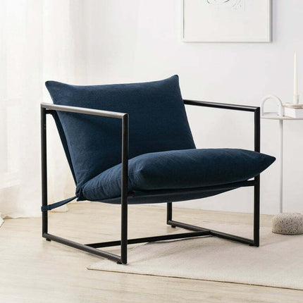 Zinus Aidan Metal Framed Sling Accent Chair, Navy